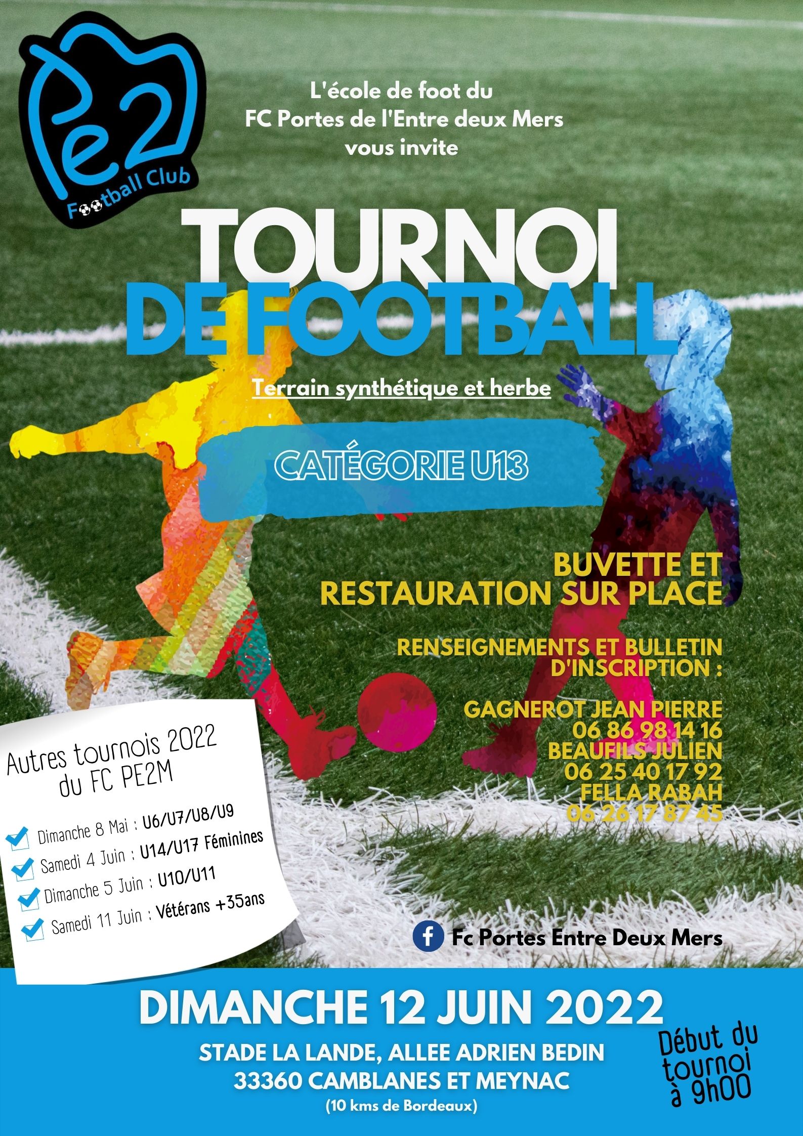 Inscrivez vous au tournoi U13 du FC Portes Entre Deux Mers FootGironde