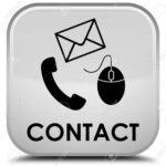 Contact (phone, email and mouse icon) white square button
